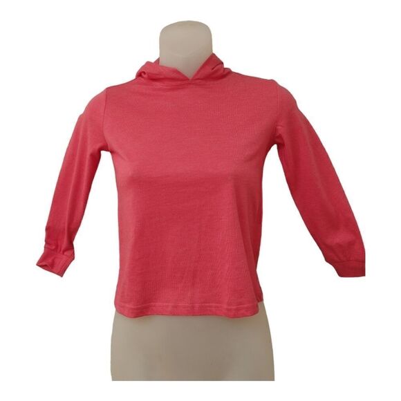 GIRLS FUSCHIA HOODED LONG SLEEVE T SHIRT - Picture 1 of 4